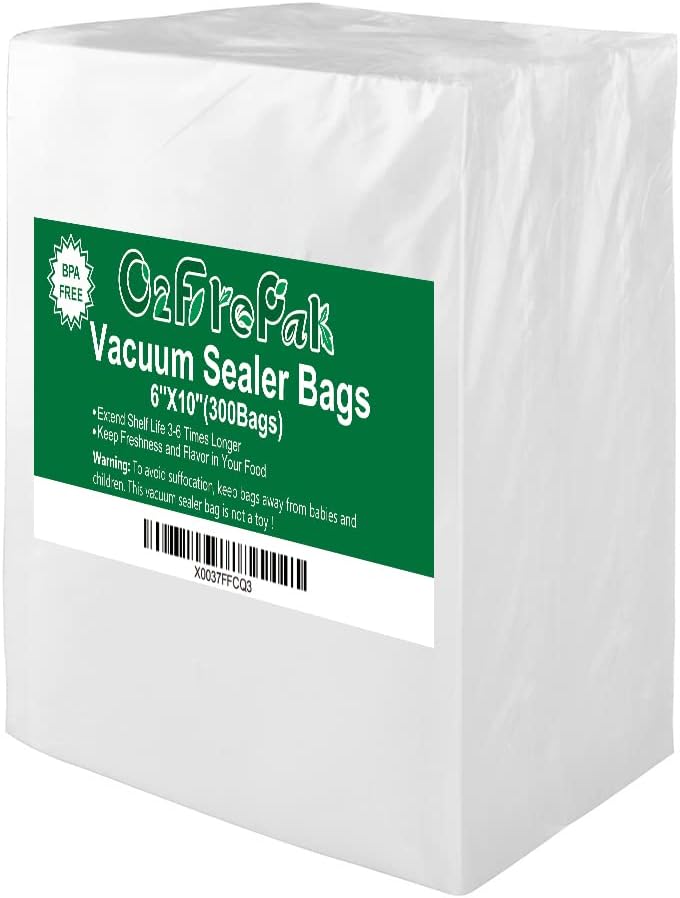O2frepak 300 Count 6x10 Pint Vacuum Sealer Bags with BPA Free and Heavy Duty, Vacuum Seal Food Sealer Bags,Great for Food Storage Vaccume Sealer PreCut Bag - Image 1